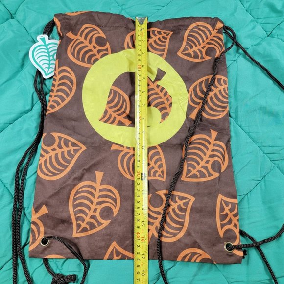 Animal Crossing New Horizons Drawstring Canvas Bag Leaves Brown Orange - Picture 8 of 8